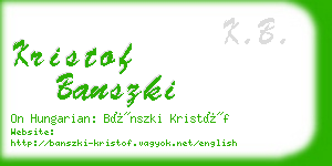kristof banszki business card
